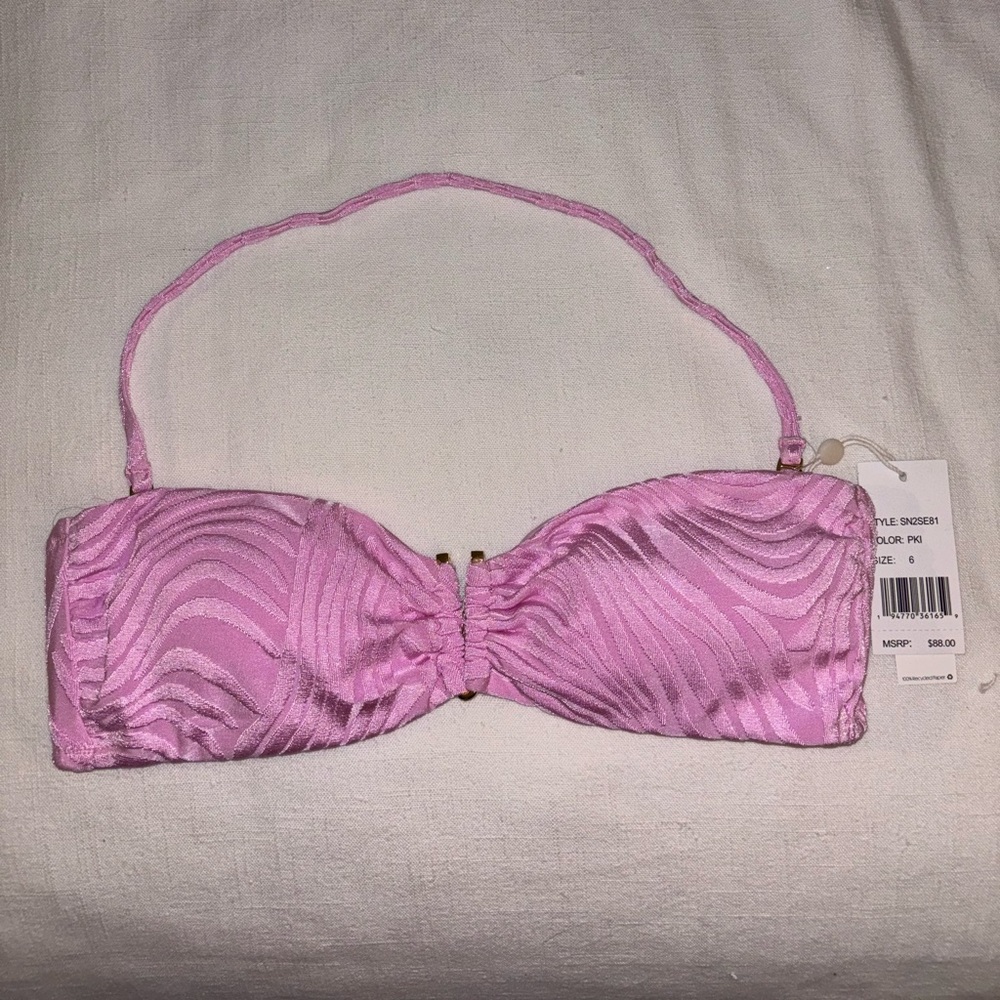 Sunshine79 La Blanca Pink Textured Bandeau Bikini Top!